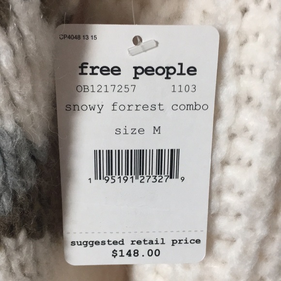 NWT  Free People Alpine Crop Mock Neck Chunky Knit Sweater Snowy Forest new M - Picture 7 of 12